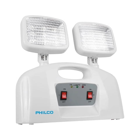 Philco - Lampara De Emergencia 2 Focos Led Recargables Blanco