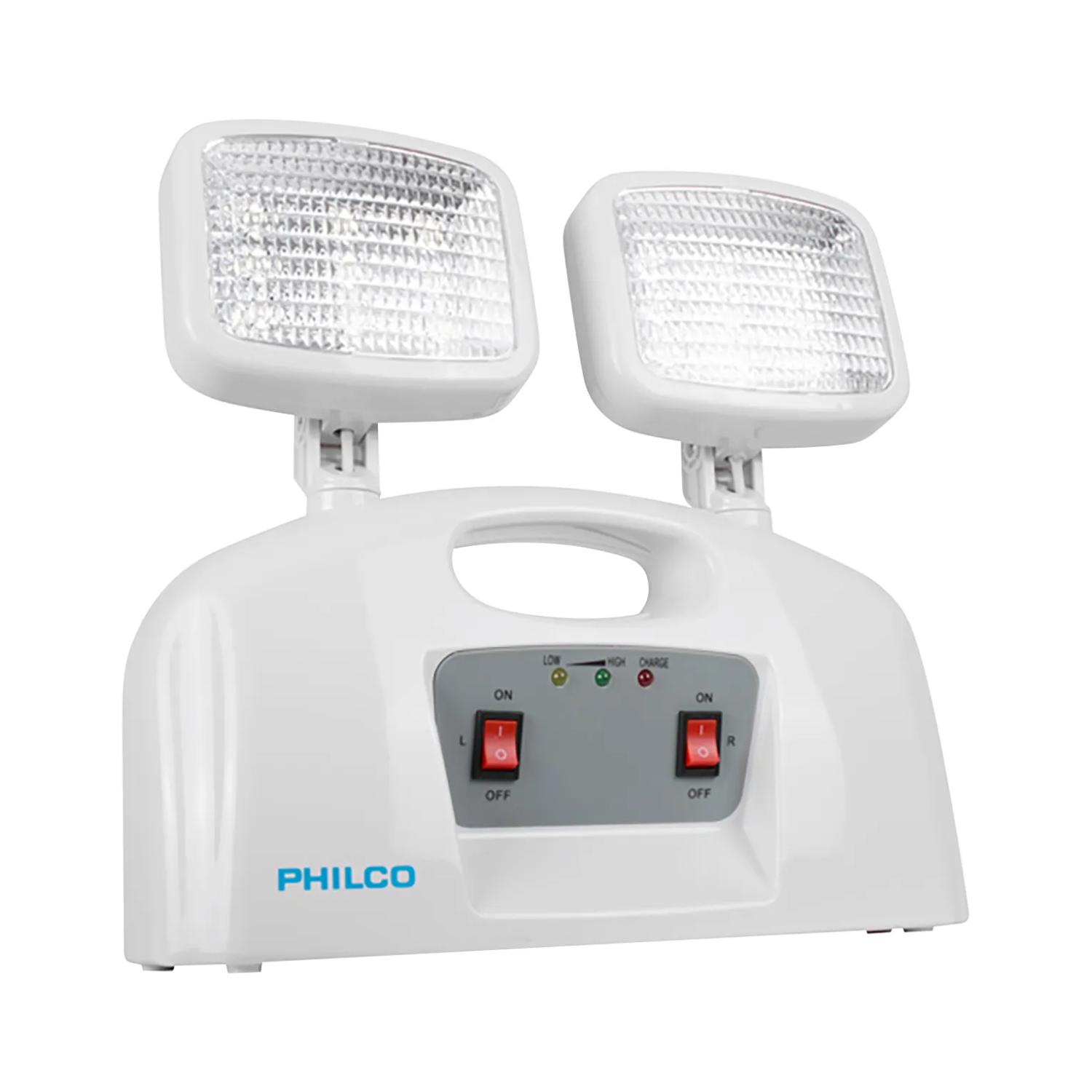 Philco - Lampara De Emergencia 2 Focos Led Recargables Blanco