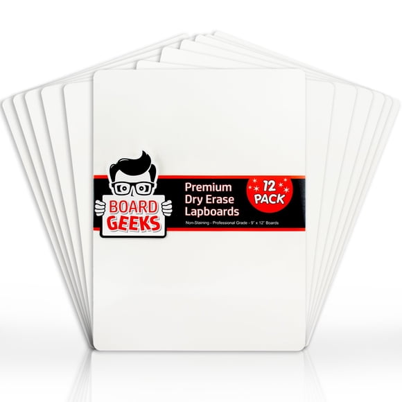 Pizarra Whiteboard Geeks, 9 x 12 cm, doble cara, 12 unidades