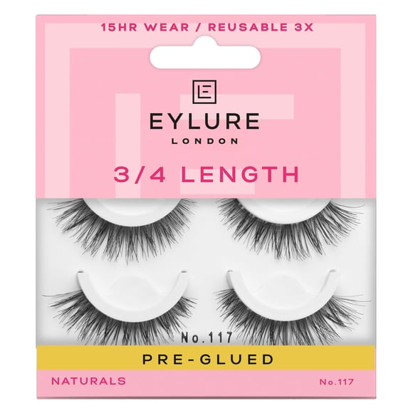 Eyelashes Eylure, prepegadas, con textura ligera y tenue, número 117, paquete doble