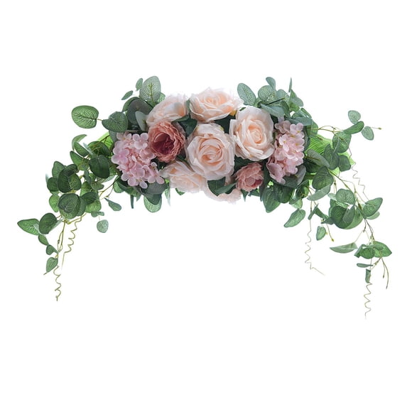Swags florales decorativos Arreglo floral Guirnalda Flores de hortensia rosa para la ceremonia del dintel Telón de fondo Decoración de la boda , Rosado F