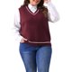 thumbnail image 1 of Agnes Orinda Conjuntos de Halloween Chaleco de Suéter de Talla Grande para Mujeres Cuello en V Rayado de Punto Cableado Sin Mangas Chaleco de Suéter 4X Burdeos, 1 of 6