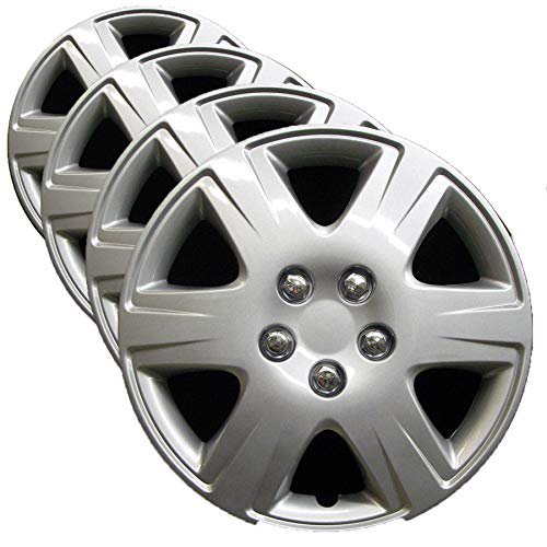 Juego de 4 tapas de rueda Carolina Wheel Cover de 38 cm, color plata