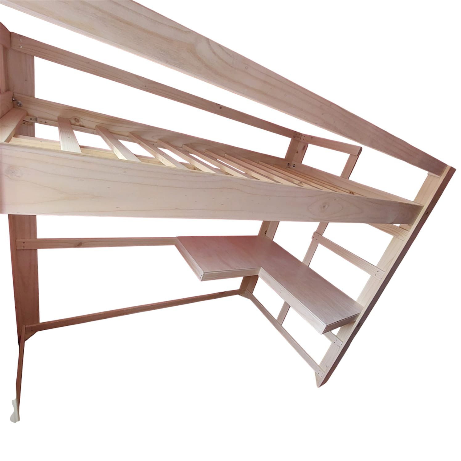 Myr - Cama Alta Con Escritorio Corto En L 1 Plaza