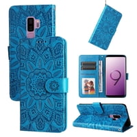 Funda Tipo Cartera Foxdock Para Samsung Galaxy S9 Plus , Diseño Girasol En Relieve, Cuero Pu, Cierre Magnético, Soporte Y Tarjetero