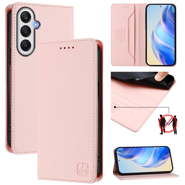 Funda Billetera con Soporte para Samsung Galaxy A05s Bloqueo RFID Plegable Rosa