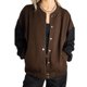 thumbnail image 1 of Jess por Meiko Chaquetas de Mujer Chaqueta Varsity de Bloques de Color con Botones a Presión Cuello Redondo Mangas Largas Talla S Marrón, 1 of 5