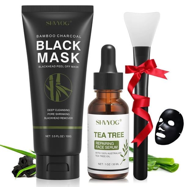 Mascarilla facial peel off para puntos negros SHVYOG con brocha y aceite de árbol de té