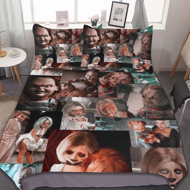 Bride of Chucky 3 Pcs Bed Sheets Set Breathable Duvet Cover with 2 Pillow Sham Soft All Seasons Bedding Set