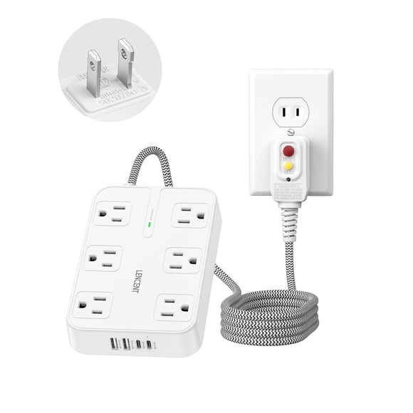 Regleta LENCENT con Protección GFCI, USB y Cable de Extensión de 1,8 m