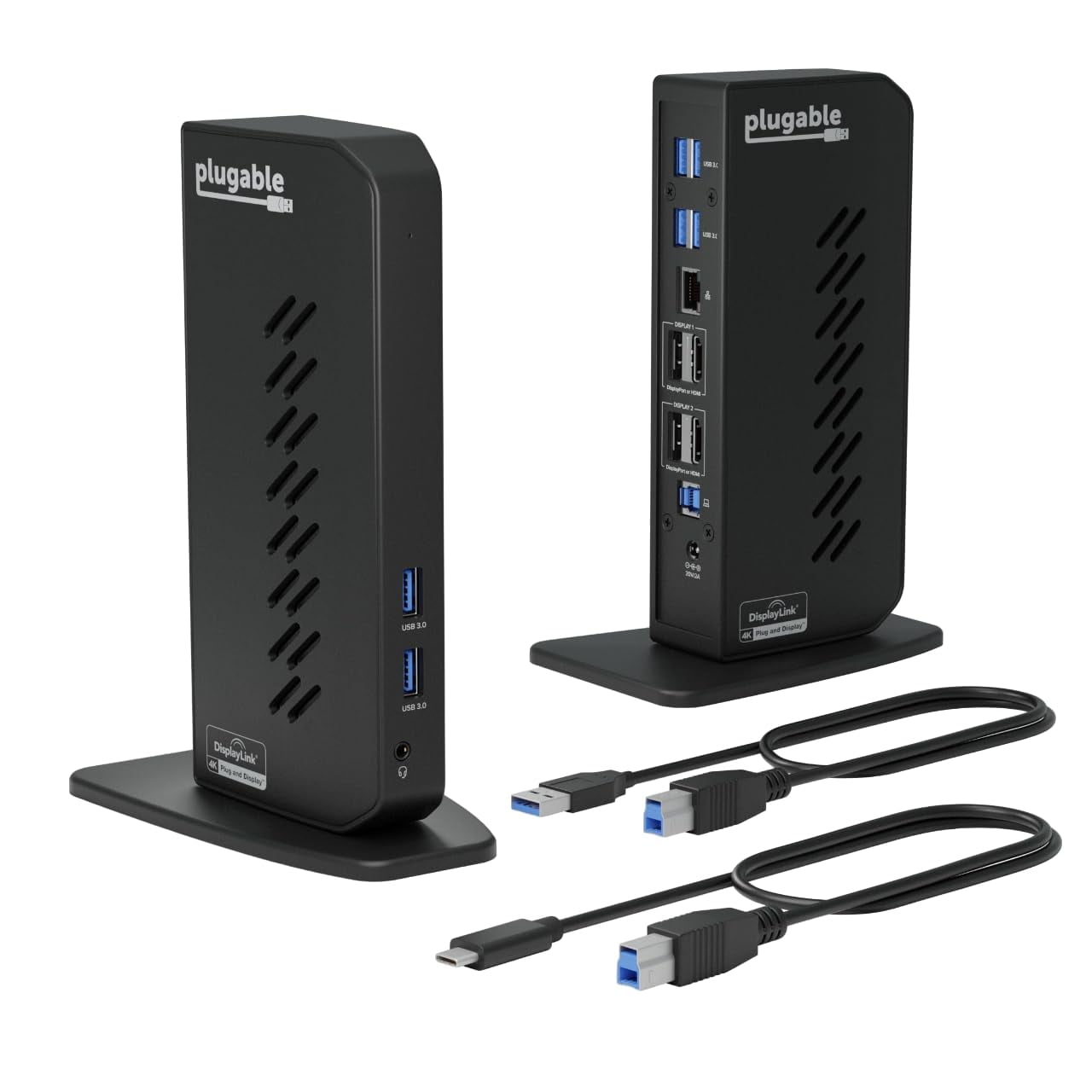 Plugable - Estación De Acoplamiento Usb 3.0/usb-c Con Doble Pantalla 4k Para Win/mac