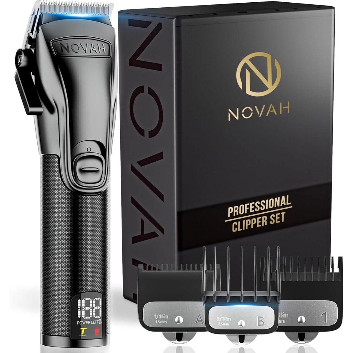 Cortadora De Pelo Novah Profesional Inalámbrica Led 6 Peines