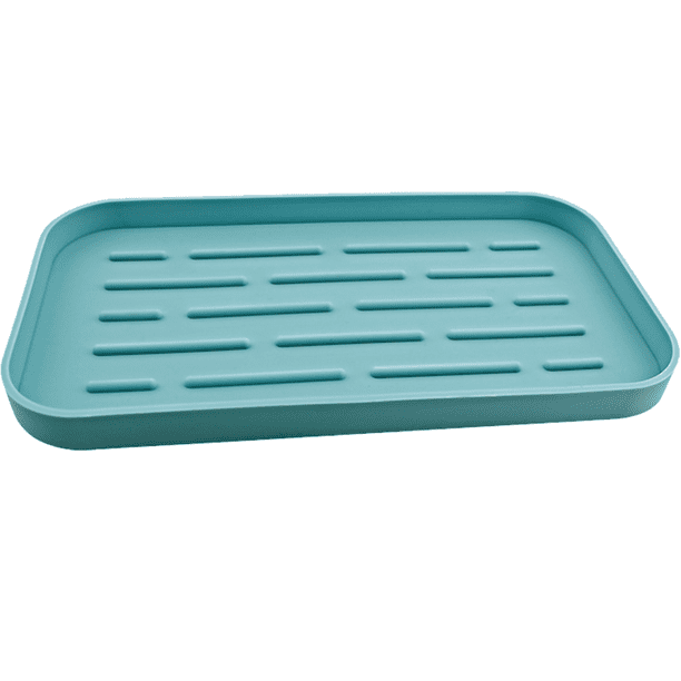Soporte para esponjas: bandeja organizadora de silicona para fregadero de cocina, para esponjas, dispensadores de jabón y otros accesorios para lavavajillas.