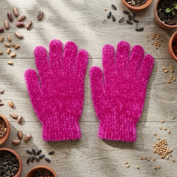 Guantes Chenille Fucsia claro Adulto Invierno Unisex