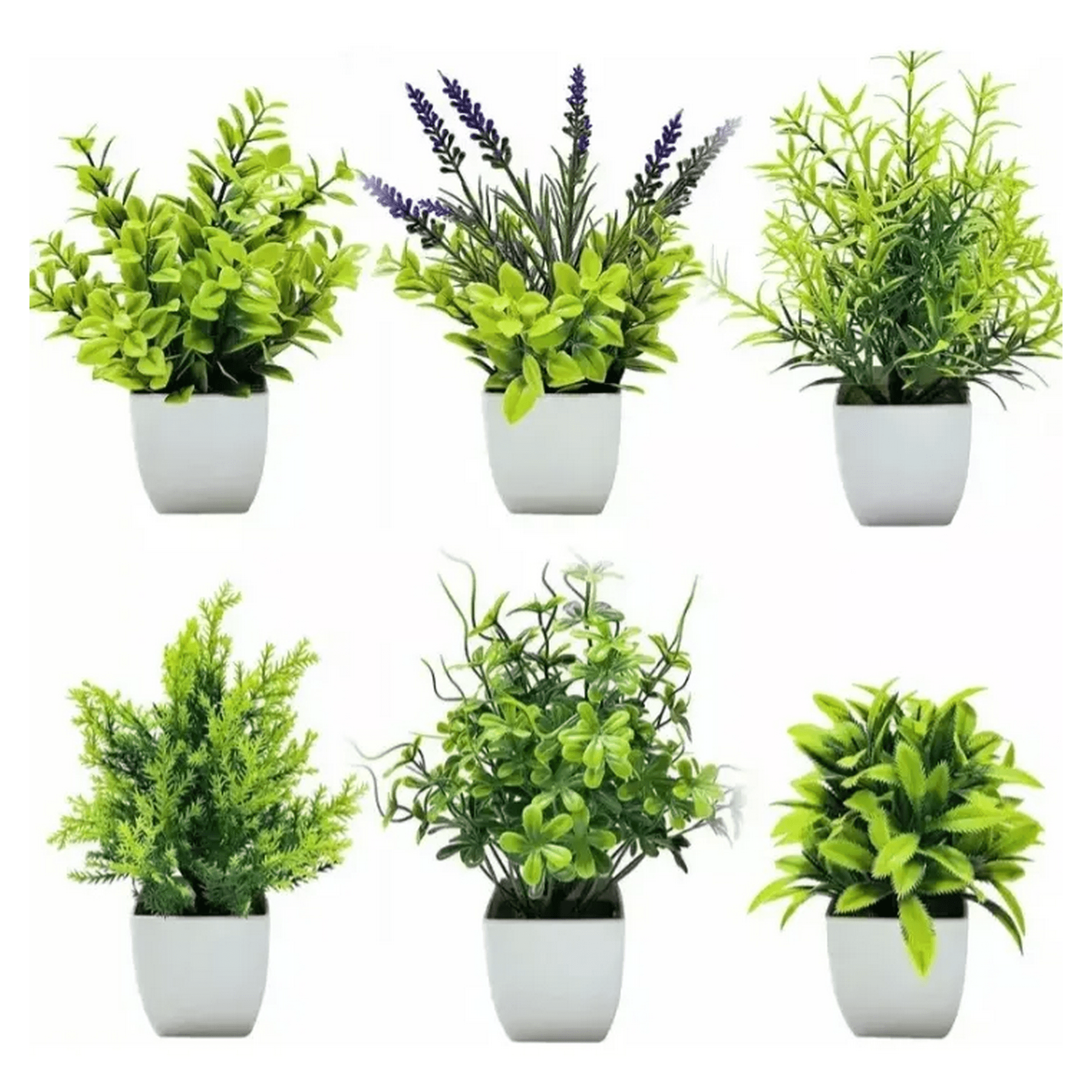 Genérico - Plantas Artificiales 6 Pzs Macetas Bonsai