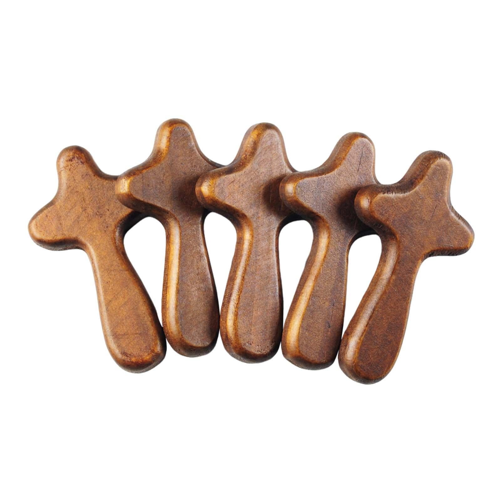 Magideal - 5 Cruces De Oración De Mano De Madera De Pino, Regalo Religioso, Pequeño Adorno Para El Vecino Cariñoso, Cruces Familiares Portátiles, Cruz De Madera B