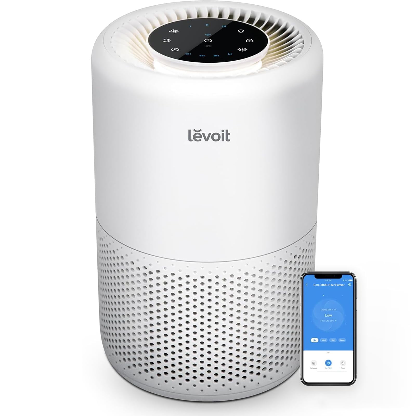 Levoit Purificador De Aire Inteligente Con Filtro Hepa H13, Control Por Alexa, Silencio Modo Sueño <24db, Elimina 99,97% De Alergia Tabaco Polen Ácaros Olor Y Caspa De Mascota, Core 200s, Blanco