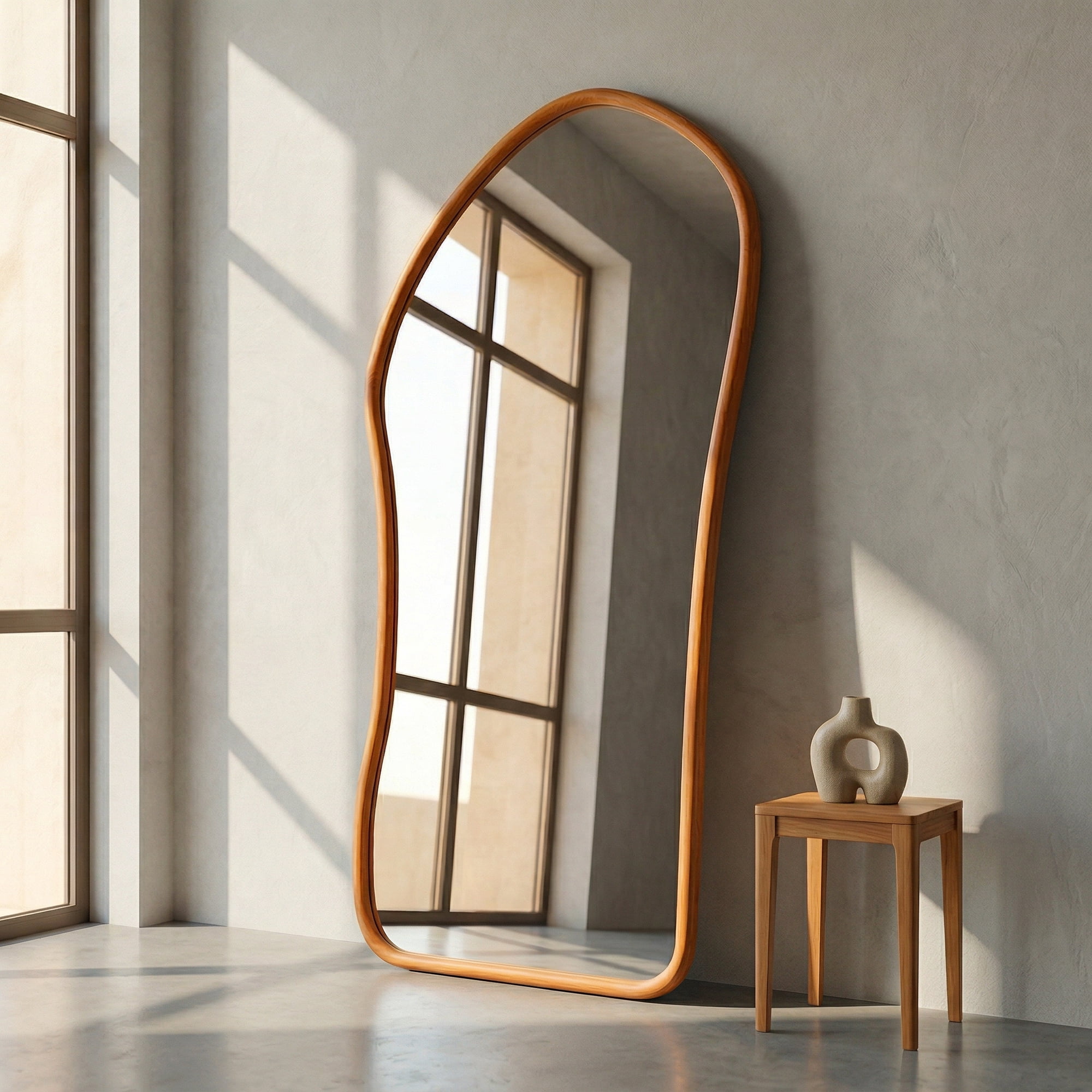 Santú Home & Deco - Espejo Irregular Cuerpo Entero Madera Color Roble 200x100cm