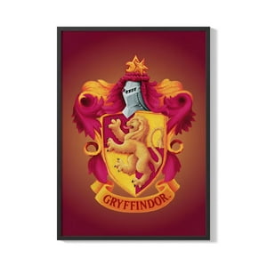 Creango - Cuadro Poster Enmarcado Gryffindor Escudo Decorativo