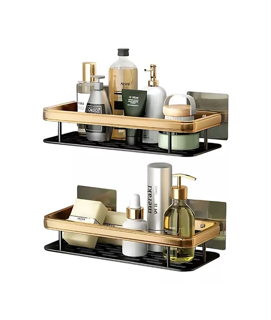 Genérico - Set X2 Organizador De Ducha Jabonera Repisa Adhesiva Baño