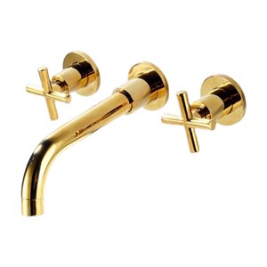 Magideal - Lavabo Del Baño Grifo Del Fregadero Caño Giratorio Bañera Grifo De Agua Fría Y Caliente Grifo Mezclador De Cocina Grifo De Lavabo Montado En La Pared Oro