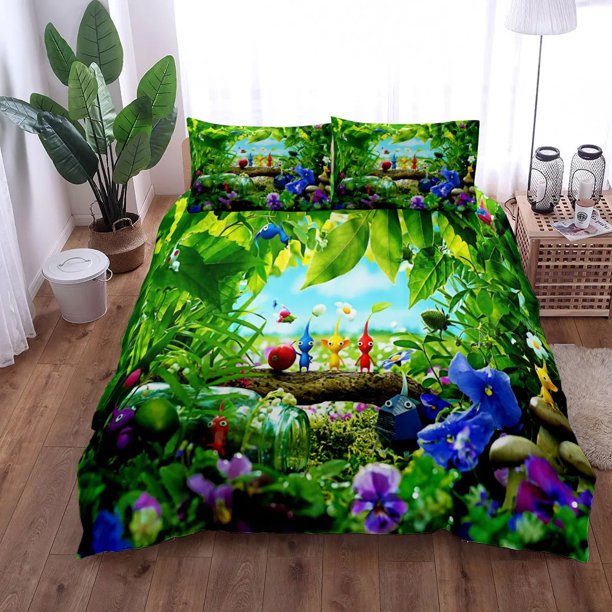 Pikmin Bugs Duvet Cover Set Full Size Bed Linen Set Cover with Pillowcase Custom Bed Sheets