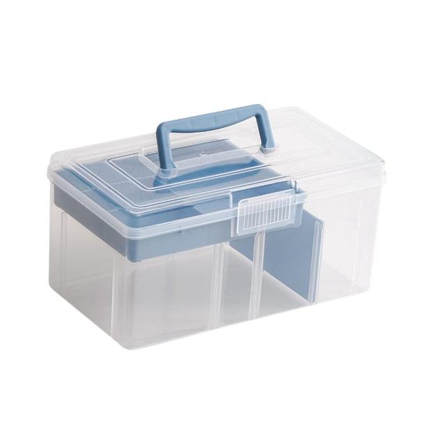Mahjong Maletín Organizador Transparente Caja de Almacenamiento para Fichas PP con Divisiones Y Asa Cómoda Adecuado para Viajes Y Organización en Cas Azul