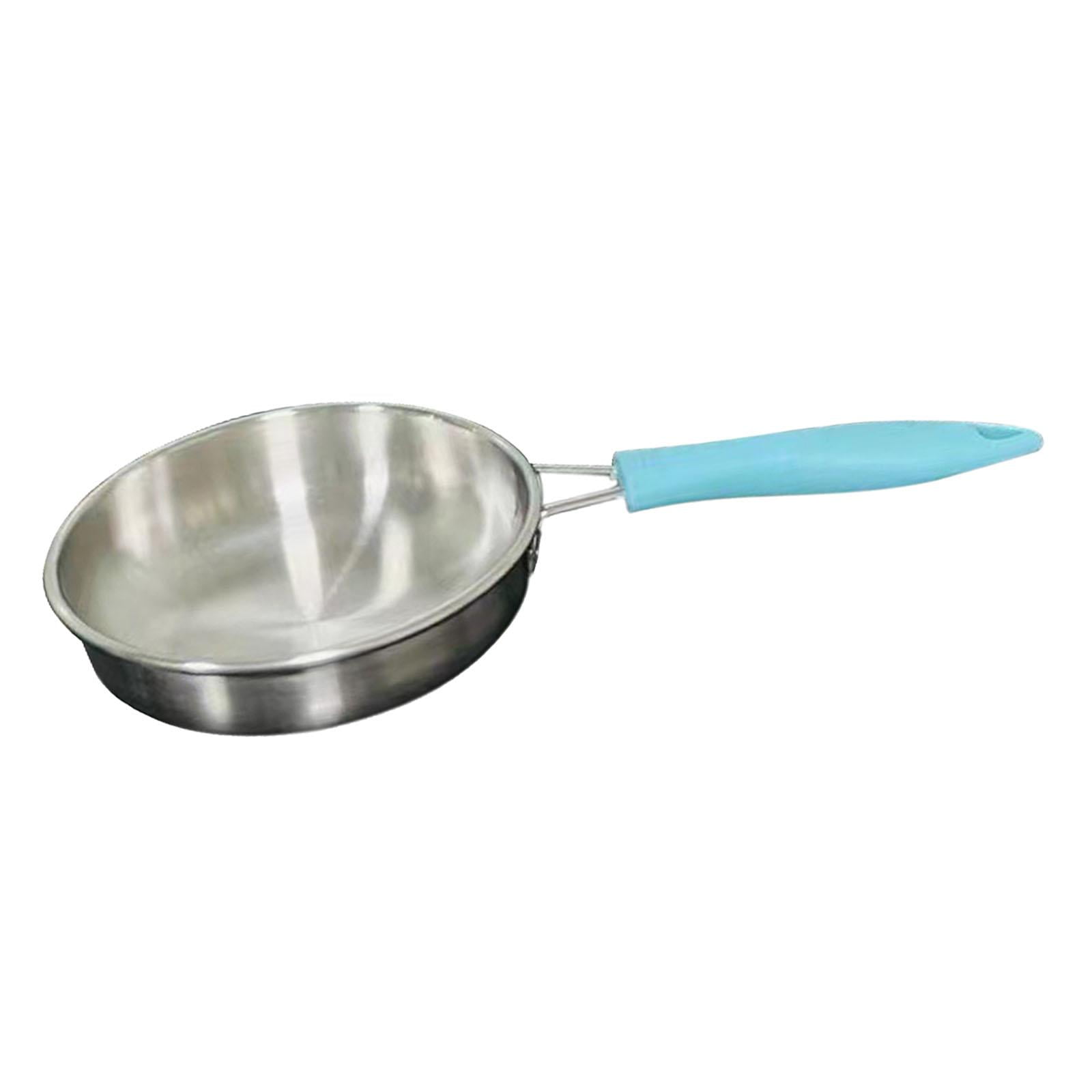 Magideal - Sartenes Sartén Wok Con Tapa Olla De Leche, Utensilios De Cocina De Acero Inoxidable Multiusos, Sartén Antiadherente Wok Para El Hogar Restaurante Fie Sartén Azul