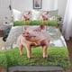 thumbnail image 1 of Funda nórdica con estampado de cerdos y fundas de almohada, juego de ropa de cama con cierre de cremallera, diseño único, hipoalergénico, con lindos animales., 1 of 3