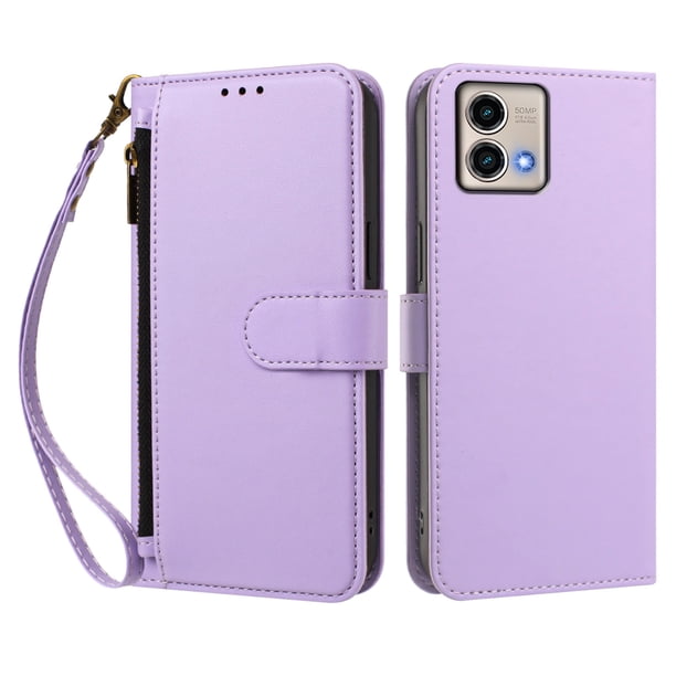 Funda Tipo Billetera para Motorola Moto G Stylus 5G 2023 con Soporte y Bolsillo con Cierre Morado