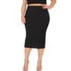 thumbnail image 1 of Falda lápiz de talla grande para mujer de Agnes Orinda, cintura alta elástica, textura casual de negocios, por debajo de la rodilla, ajustada, 2X negro, 1 of 8
