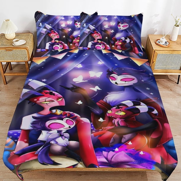 Hazbin Hotel Helluva Boss Bedding Set Duvet Cover Comfortable and Lightweight Cartoon Bedding 3 Piece Bed Set