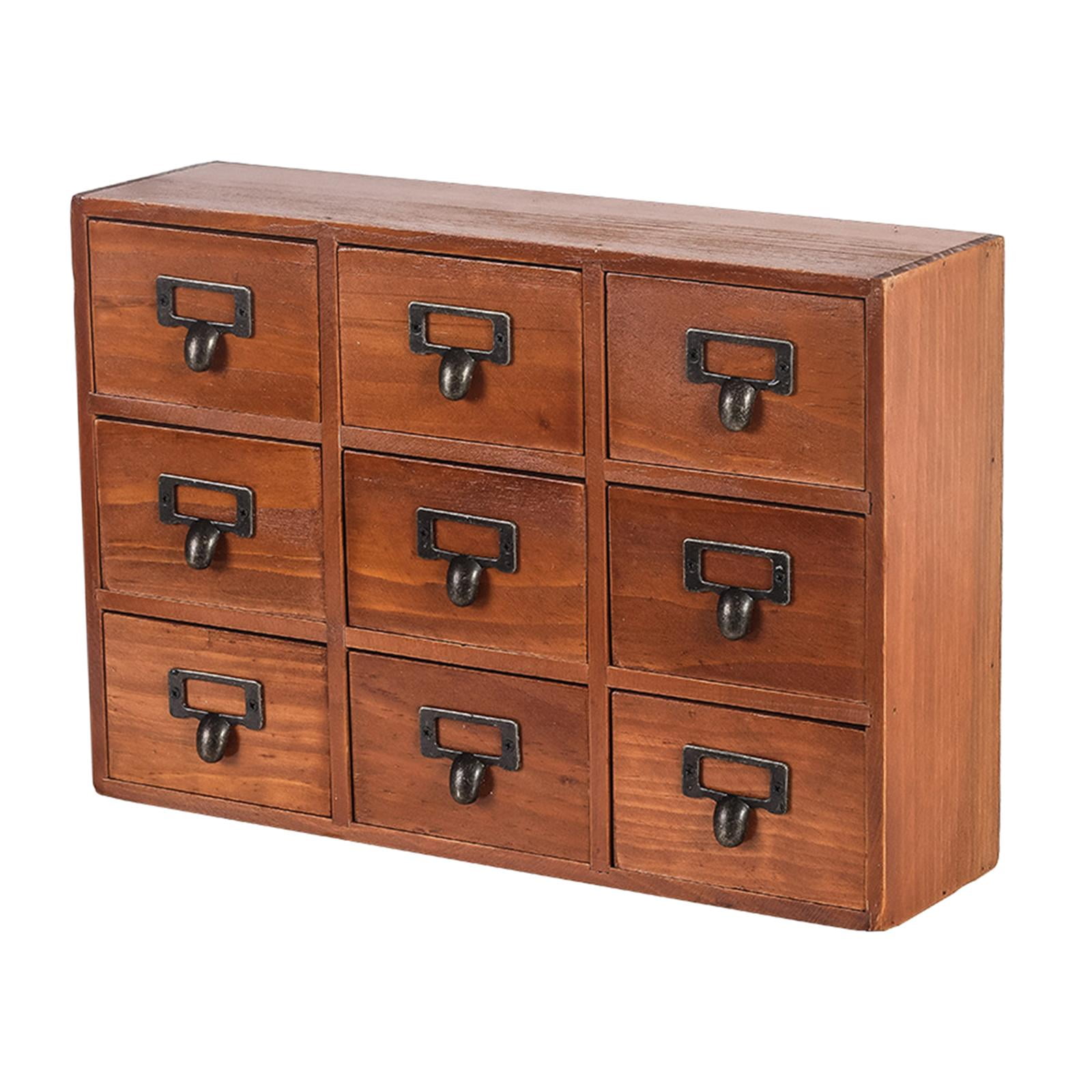 Magideal - Pequeña Sala De Almacenamiento De Escritorio, Con 9 Cajones Exterior Exterior Exterior Retro Multinivel Caja De Almacenamiento De Hierbas Portátil Organizador De Cajones Est Marrón