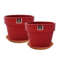 Pottery - Set De 2 Maceta Greta 22Cm Morron Y Sus Platos