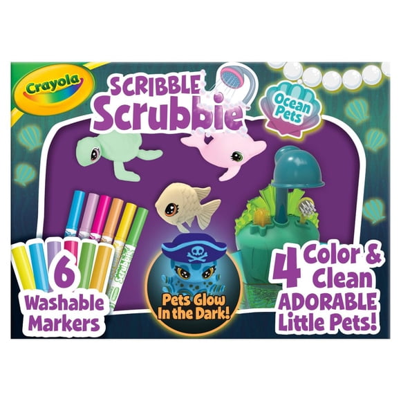 Toy Crayola Scribble Scrubbie Glow Lagoon Pets, animales marinos, 3 años o más