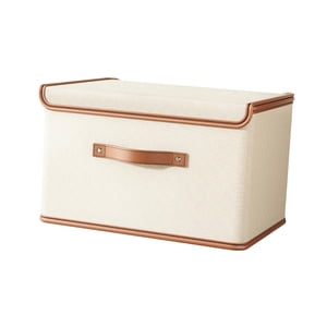 Bothyi - Contenedor De Almacenamiento Con Tapa, Organizador De Almacenamiento Plegable Para Edredones, Almohadas, Gabinete, Color Beige, 37X27X26Cm