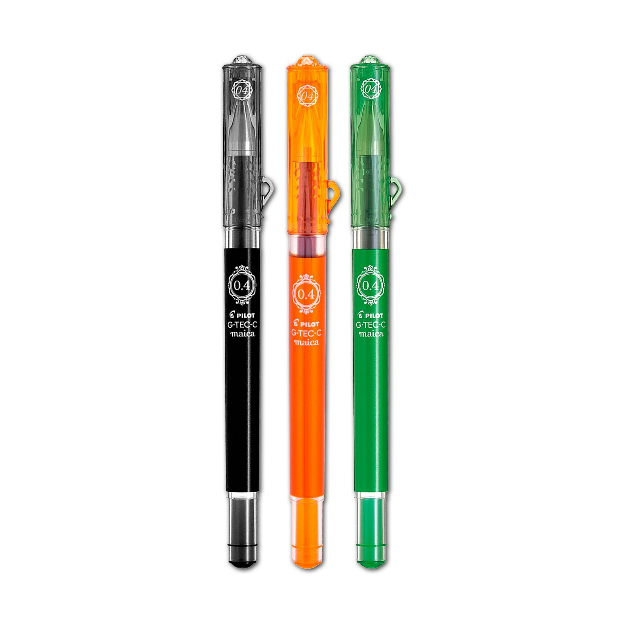Set 3 Lapiz Gel Pilot Maica 0.4mm Negro, Naranja, Verde
