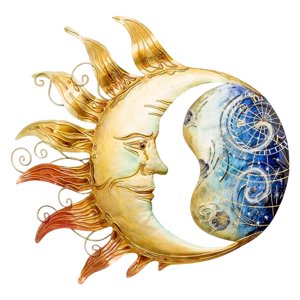 Bothyi - Metal Sun Moon Wall Art Escultura De Pared Creativa Para Sala De Estar Jardín Patio