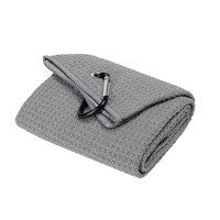 Magideal - Toallas Para Golf De Tres Pliegues, De Gofres De Tela De Microfibra Premium Con Clip De Mosquetón Resistente, Toallas Para Golf Para Bolsas Para Golf Gris