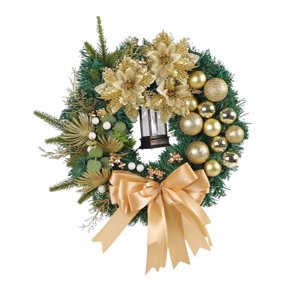 Magideal - Corona Navideña Colgante, Decoración De 16 Pulgadas Para Puerta Delantera, Corona Navideña Para Chimenea, Muñeca, Pared De Acción De Gracias Al Aire