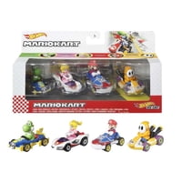 Vehículos De Juguete Hot Wheels Mario Kart 4 Piezas Yoshi, Peach, Mario, Shy Guy
