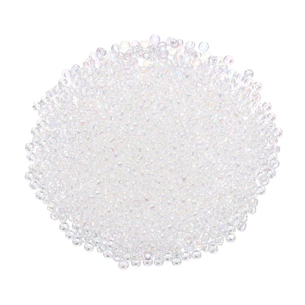 Uxcell 1600Pcs Cuentas de Semillas de Vidrio, 2mm 11/0 Cuentas Mini Sueltas con Agujero, Espaciador a Granel para Fabricación de Joyas, Claro AB