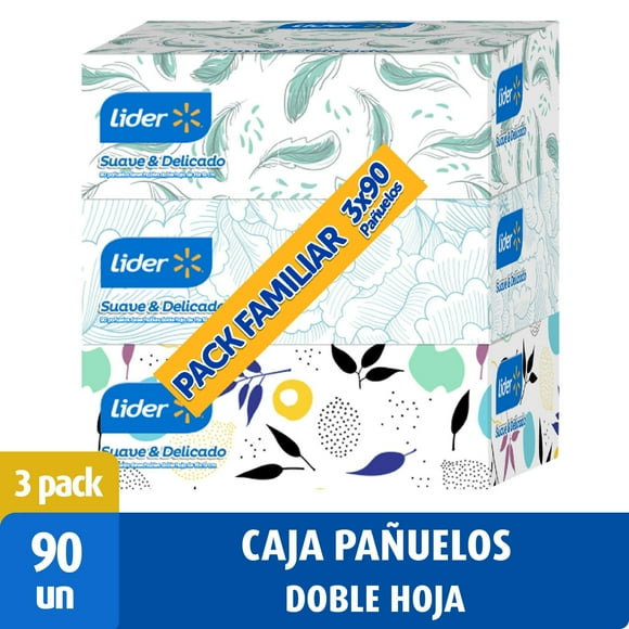 Pañuelos Doble Hoja 90 pañuelos, 3 Un