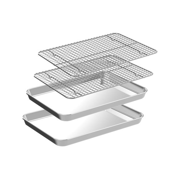 Bandeja para hornear CEKEE 23 × 18 cm Acero inoxidable Juego de 4 piezas
