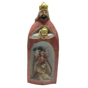 Magideal - Estatua Resina Natividad Conjunto Decoración Escultura Religiosa Ornamento Navidad Figurita Decoración Sagrada Familia Figura Para Estudio Naranja