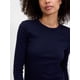 thumbnail image 3 of Uniforme azul marino acanalado esencial de manga larga Top GAP para mujer, talla S, 3 of 4