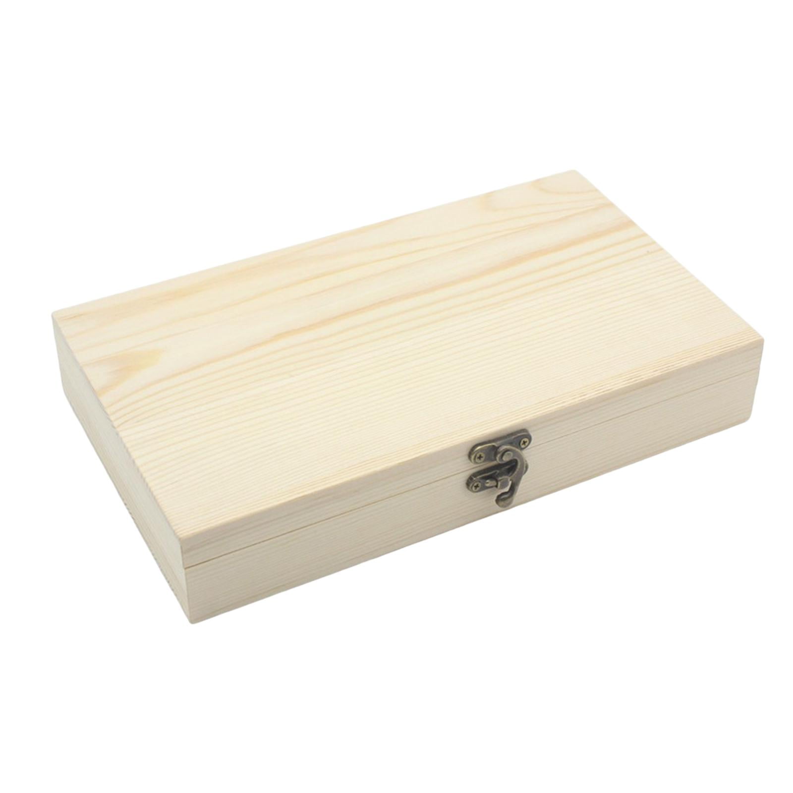 Magideal - Caja De Natural Cierre Frontal Caja De Memoria Para Recuerdos Organizador De Baratijas Rectángulo Caja De Maciza Con Tapa Con Bisagras L