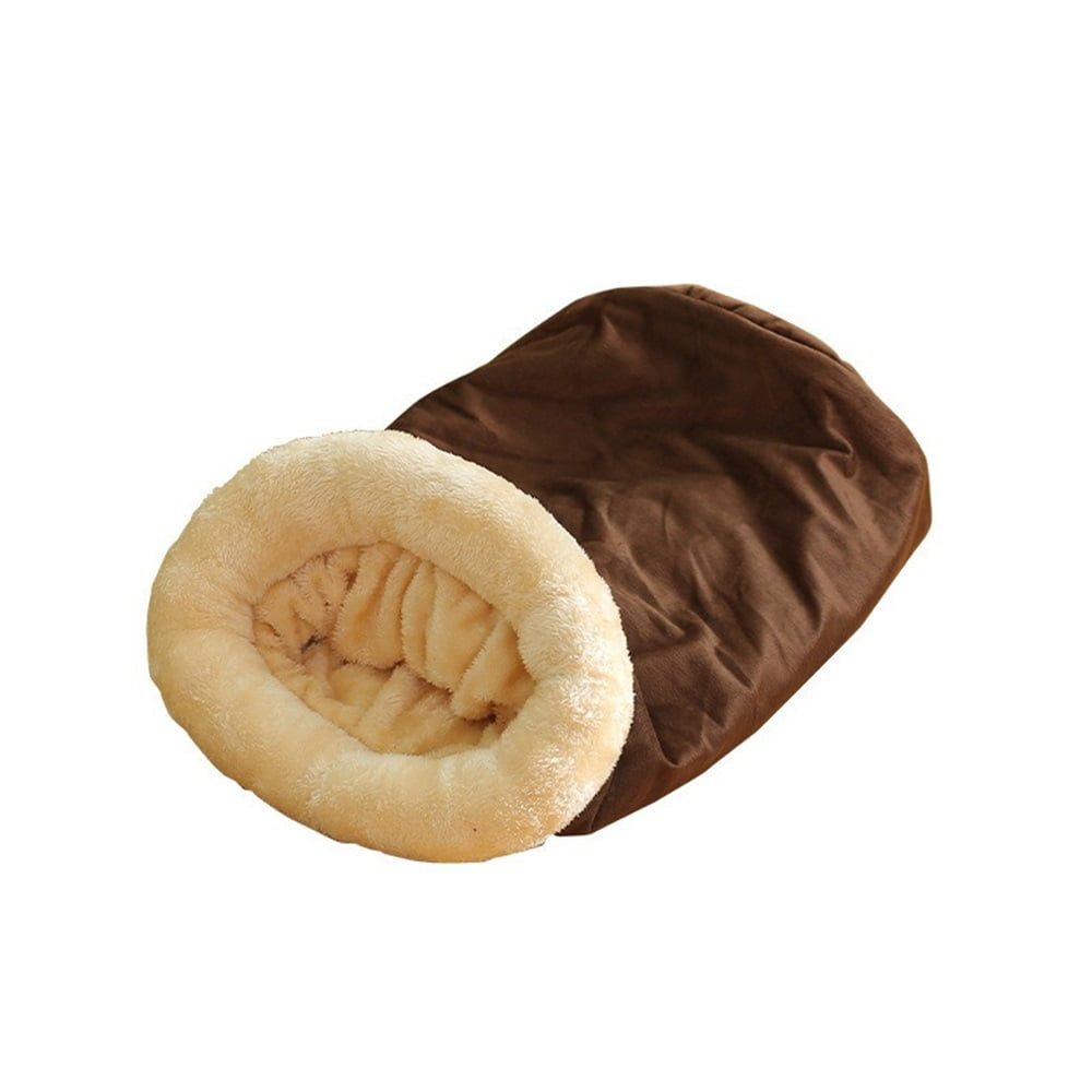 Xusx111 - Nido De Gato Semi-cerrado Del Bolso De Dormir Del Gato De Invierno Nido De Mascotas Pequeño Y Mediano Caliente Se Puede Desmontar Y Lavar (café)