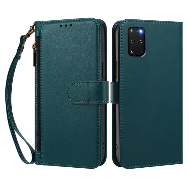 Funda Tipo Billetera para samsung galaxy S20 PLUS con Soporte y Bolsillo con Cierre Verde