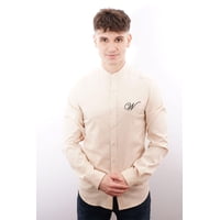 Camisa Beige White Clothing Manga Larga Fit